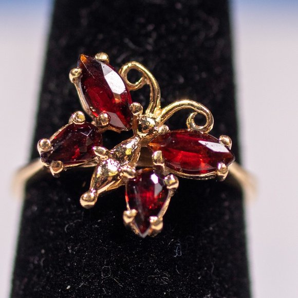 14 yg butterfly ruby ring